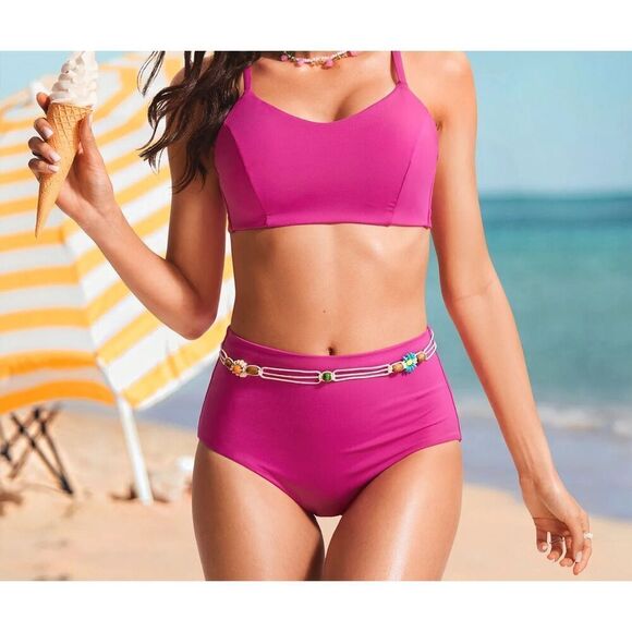 Crz yoga swim bikini bottoms size medium hibiscus purple - Picture 1 of 5